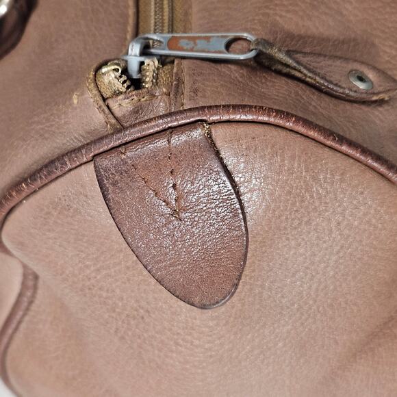 INC Brown Genuine Leather Satchel Double Top Handle Handbag Gently Used - Picture 6 of 11